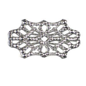 Brooch Silvertone Signed Pin Filigree Shimmering Metal Filigree